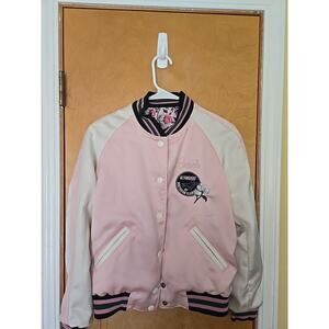 COACH Women’s Bomber REVERSIBLE Varsity Jacket Floral Print Colorblock Satin S